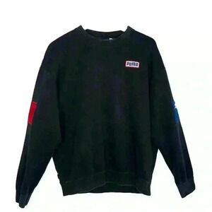 Puma Long Sleeve Moto Themed Crewneck Pullover Sweater Size M